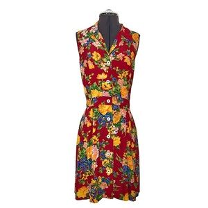 BANANA REPUBLIC Vintage Made Hong Kong Collar Pockets Button Down Floral Dress 8